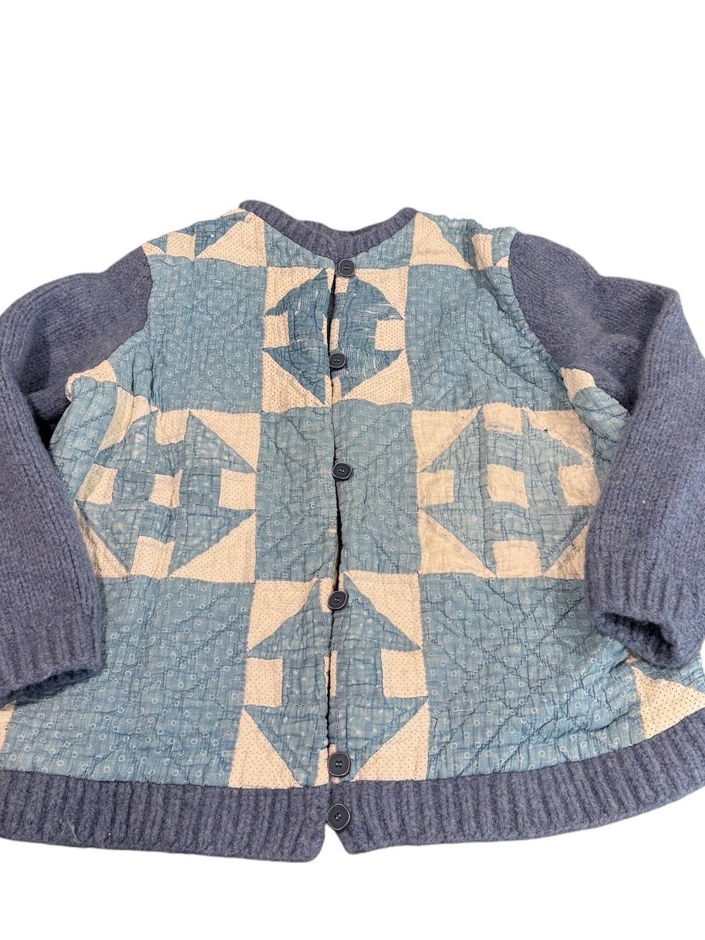 Vintage hand quilted sweater cardigan blue women’s small handmade